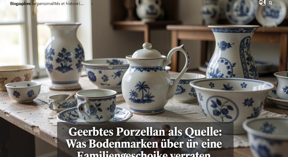 Umgedrehter Porzellanteller mit sichtbarer blauer Bodenmarke