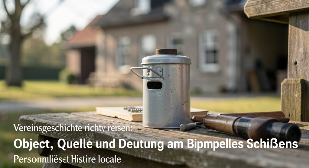 Gebundene Vereinschronik neben einer Schießscheibe auf einem Archivtisch