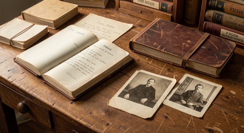 Archivbuch neben einer Adressliste